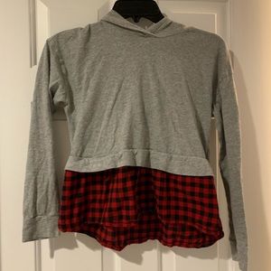 Hooded gray and Buffalo check girls